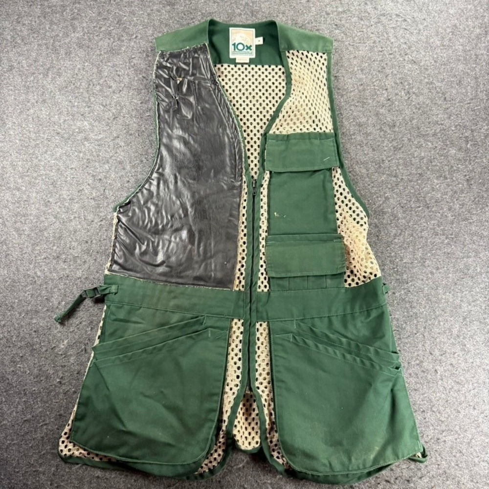 10X Shooting‎ Clay Skeet Trap Vest Men's Green Mesh Pockets Padded Shoulder M